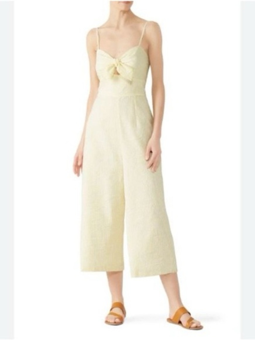 Hutch Anthropologie Yellow and White Seersucker Striped Jumpsuit